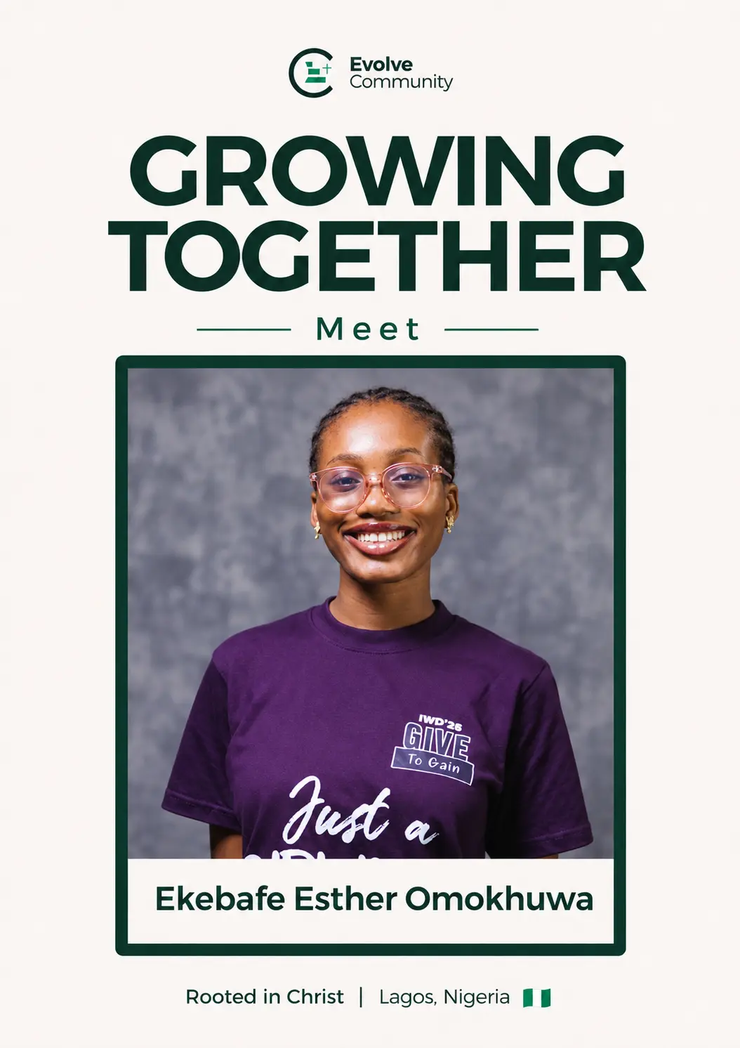 Ekebafe Esther Omokhuwa, Member of The Evolve Community